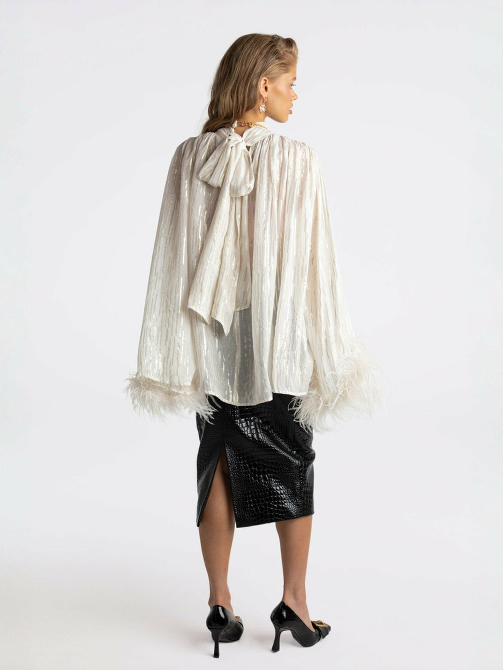 Keira Feather Top: White Top for Bachelorette Party | Nana Jacqueline