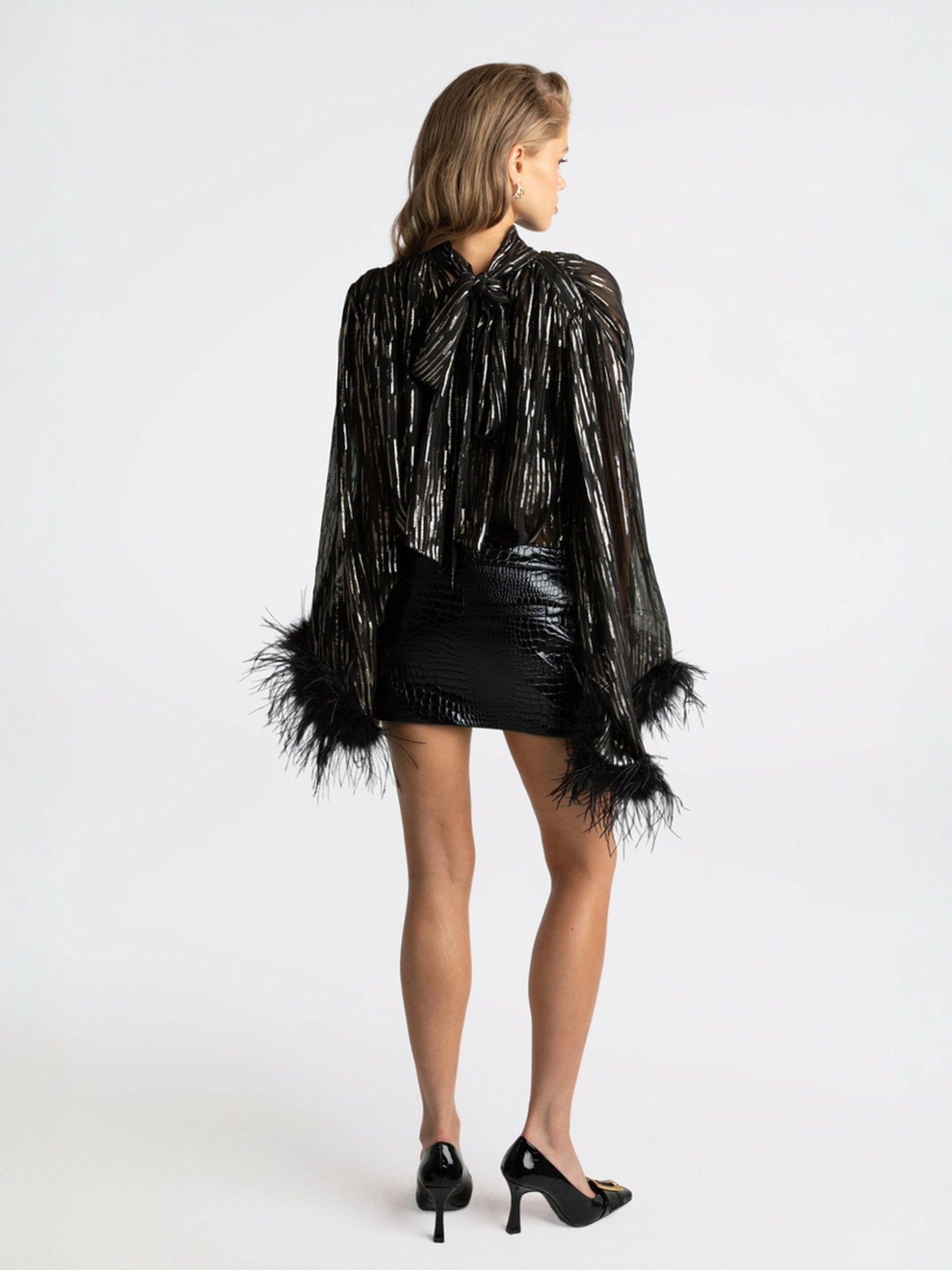 Keira Feather Top: Black Top for Girls' Night Out | Nana Jacqueline