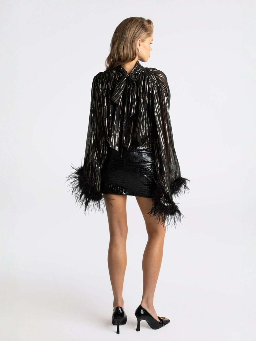 Keira Feather Top: Black Top for Girls' Night Out | Nana Jacqueline